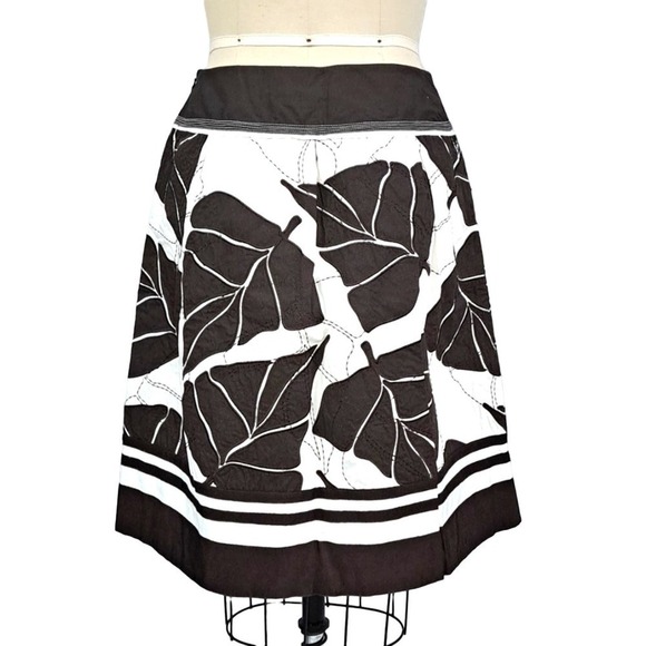 Nygard collection brown white leaf pattern 100% cotton skirt size petite 10 - Picture 3 of 5